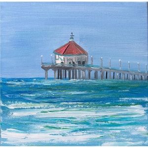 Manhattan beach Ca Oil On Canvas Decor Painting Fine Art En Plein Air 10 X 10 In